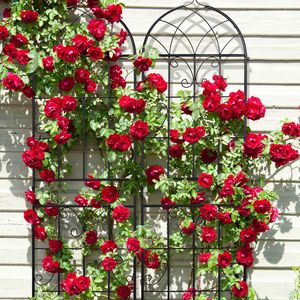Set di 2 Tralicci da Giardino in Ferro Antiruggine 40x155 cm, Altezza 90 cm, Recinzione in Ferro Battuto con Telaio in PVC per Decorazione Paesaggistica - Product Image 6