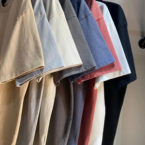 เสื้อยืดทรงบ็อกซ์ฟิตสไตล์วินเทจ ล้างสีแบบแอซิดวอช พิมพ์โลโก้ตามสั่ง ผ้าฝ้ายยูนิเซ็กซ์ ทรงบ็อกซ์ ราคาขายส่ง เสื้อยืดแบบดิสเทรส - Product Image 4