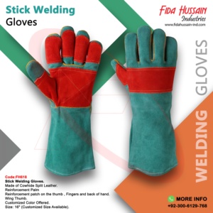 Guantes de trabajo de soldadura resistentes al calor de calidad superior de vaca divididos personalizados guantes de cuero de Pakistán - Product Image 5