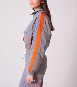 Vêtements d'été pour femmes coupe-vent Nylon froissé couleur bloc Jogging course léger ensemble grande taille Nylon survêtement couleur unie - Product Image 5