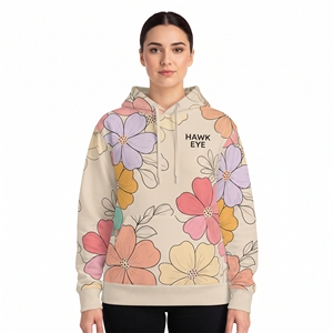 Sweat-shirt à capuche pour femme, imprimé par sublimation florale, coton et polyester, respirant, manches longues, pull-over pour un usage décontracté en hiver - Product Image 5