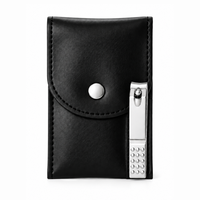 Kit de manucure 4 en 1 en acier inoxydable avec étui en cuir noir, style classique portable pour adultes