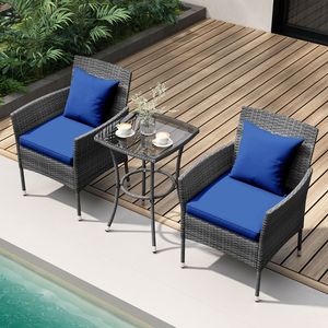 Set di mobili da giardino in 3 pezzi con sedie imbottite e tavolino da caffè in vetro temperato - Product Image 6