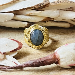 Hot Selling Labradorite <b>Rings</b> Boho Floral Bands Brass <b>Ring</b> For Women 18k <b>Gold</b> Plated Botanical <b>Cocktail</b> Finger Jewelry Wholesale - Product Image 2