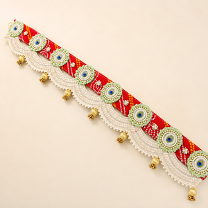 Bandhanwar de Perlas Rojas Hecho a Mano, Colgante para Puerta, Encaje Latkan, Decoración Festiva para el Hogar, Bodas y Diwali - Product Image 4