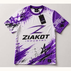 T-shirt de performance 3D blanc-violet à motif graffiti personnalisé pour l'industrie Ziakot (vente en gros) - Product Image 1