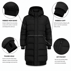 Veste longue matelassée pour homme, parka d'hiver légère et chaude, vêtement d'extérieur imperméable et résistant au vent, fournisseur - Product Image 6