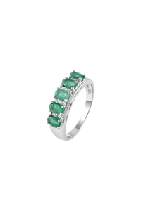 Anillo de Esmeralda y Diamantes en Plata de Ley 92.5 KLSR-11817 - Product Image 1
