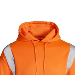 Sweat à capuche réfléchissant en polaire polyester-coton personnalisé avec cordon de serrage, vêtements de travail haute visibilité, fabricant et fournisseur OEM à marque privée - Product Image 2