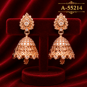Pendientes de Campana Florales de Latón Chapado en Oro con Rubíes, Joyería de Moda para Bodas - Product Image 3