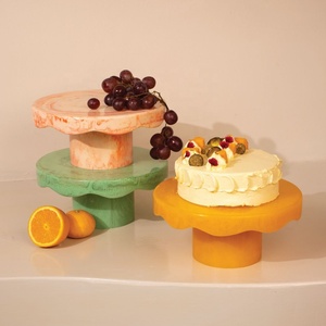 European Designer Resin Cake Stand <b>Platter</b> 10 Inch Marble Effect Handmade Dishwasher Safe Oven Safe Eco-Friendly Custom Color - Product Image 4