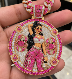 Colgante de Moissanita Chapado en Oro Rosa, Dijes Redondos y Ovalados para Mujer, Joyería para Fiestas - Product Image 1