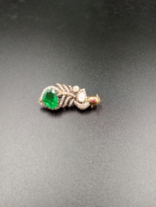 <b>Green</b> <b>Emerald</b> Cut Brooch Peacock Design Gold Plated Unisex Jewelry Accessory for Party Gift Occasion - Product Image 6