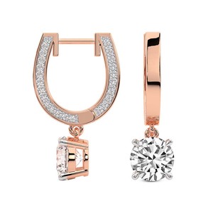 Boucles d'oreilles créoles élégantes en or 14k/18k avec accent discret et diamant de laboratoire, certifiées IGI, qualité VS1, VVS1 - Product Image 6