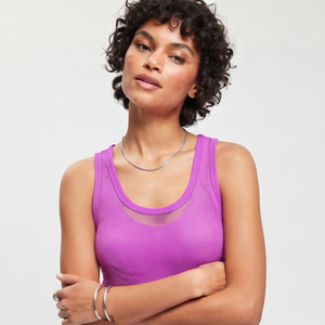 Top de malla transparente para mujer, cuello redondo, sin mangas, de punto, estilo crop, para discoteca, sexy y ligero - Product Image 3