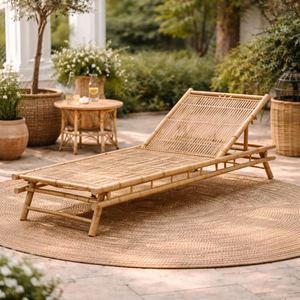 Tumbona de Bambú al por Mayor, Ajustable, Plegable, Silla Relajante Natural para Interiores y Exteriores, para Hotel, Villa, Uso Doméstico, OEM, ODM - Product Image 1