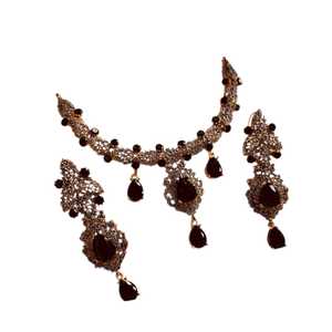 Juego de Joyería de Lujo con Collar de Cristal Chapado en Oro, Aretes, Anillo y Brazalete, Regalo de Boda para Mujer, Uso Diario y de Fiesta, Personalizable - Product Image 1