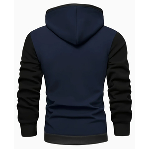 เสื้อฮู้ดดี้ผู้ชายสีกรมท่า แขนสีดำ แต่งสีตัดกัน ผ้าฟลีซ อุ่นสบาย เหมาะสำหรับฤดูหนาว สวมใส่สบายๆ หรือเล่นกีฬา - Product Image 2