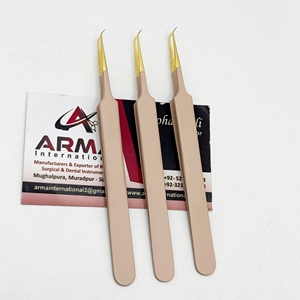 Pince à cils la plus demandée pour extensions, isolation à 45 degrés, pointe de 5 mm avec embout pointu en or 24 carats, pince à cils durable avec logo - Product Image 6