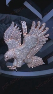 Pendentif Aigle Volant en Moissanite Certifiée VVS de Luxe Personnalisé, Entièrement Sertie, Breloques en Argent 925 pour Hommes - Product Image 3