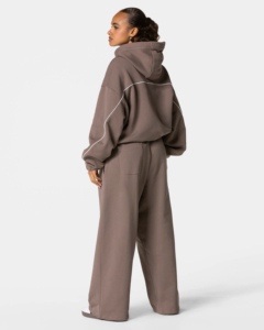Conjunto de 2 Piezas de Primera Calidad, 100% Algodón, con Capucha, Informal, Holgado, Transpirable, Ecológico, Lavado Ácido, Estampado Sólido, Talla Grande, para Invierno - Product Image 5