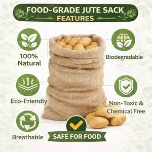 Sac en jute naturel de qualité alimentaire pour pommes de terre, 20 kg, 25 kg, 50 kg, sac écologique recyclable pour le stockage des légumes et le transport des produits - Product Image 2