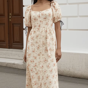 Robe midi pour femme, fabricant de vêtements vietnamien, vêtements pour femme, OEM, ODM, étiquette personnalisée, tissu personnalisé, vêtements en gros - Product Image 1