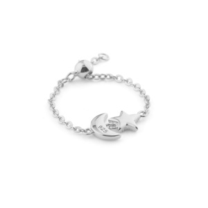 925เงินสเตอร์ลิงเครื่องประดับชุบทองห่วงโซ่ปรับแหวนดาวพระจันทร์เสี้ยว CZ แหวนผู้หญิงเครื่องประดับ - Product Image 2