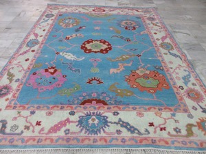 Tapis d'intérieur moderne de luxe à poils moyens, en laine nouée à la main, antidérapant, à motifs floraux - Product Image 5
