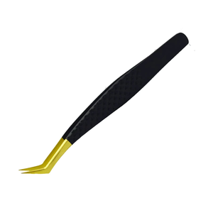 Juego de Pinzas para Pestañas de Acero Inoxidable con Mango Negro y Punta Dorada, Varias Formas para Extensión de Pestañas, Opción de Etiqueta Personalizada - Product Image 5