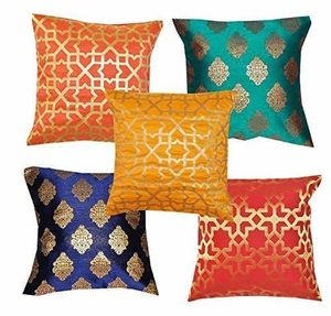 Indian Handmade Silk Fabric Cushion <b>Cover</b> with Zipper Closure Hotel Outdoor Home Decor <b>Sofa</b> Cushion <b>Cover</b> Diwali Festival Decor - Product Image 4