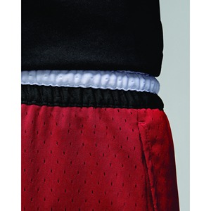 Shorts Bermuda Homme Rouge en Polyester Respirant à Taille Mi-Haute Élastique Style Sportif Séchage Rapide avec Logo Avant - Product Image 6