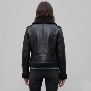 Veste en cuir d'inspiration luxueuse pour l'hiver, en peau de mouton, avec un design respirant en tricot, écologique et offrant une sensation de chaleur - Product Image 3