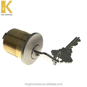 MC114 US32D <b>Mortise</b> Cylinder <b>Lock</b> with 6-Pin Brass Key 2-Keys <b>Set</b> Satin Stainless Steel Finish for Door Security in US Market - Product Image 1