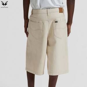 Custom Design Men's Straight Breathable Denim <b>Jorts</b> Light Wash Casual Loose Fit Denim Shorts - Product Image 3
