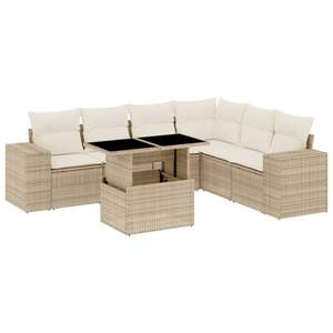 Conjunto de Sofás Modulares Grandes de Ratán Sintético PE Beige para Jardín, Muebles Modulares de Exterior de Primera Calidad - Product Image 2