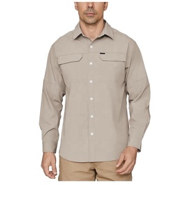 Camisa de exterior con botones de secado rápido para hombre personalizada UPF 50 + de talla grande manga larga impermeable protección solar senderismo pesca Camping - Product Image 3
