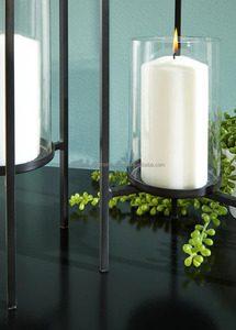 Ensemble romantique de 2 grands bougeoirs en métal et en verre pour dîner d'anniversaire de mariage de Noël et décoration de table - Product Image 3