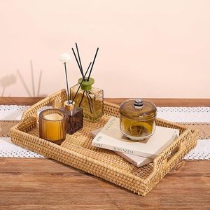 Bandeja de Servir Rectangular Plegable de Ratán Boho Hecha a Mano, Decoración de Mesa Ecológica con Madreperla, Fabricada por KingCraftViet - Product Image 2