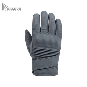 Custom Vintage Grey Suede Leather Motorcycle Gloves, Concealed Moulded Knuckle Biker Gloves Accordion Flex Perforated <b>Fingers</b> - Product Image 1