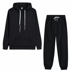 Men's Custom Casual Solid Tracksuit Set 100% Cotton Breathable <b>Fleece</b> 360g Athletic Jacket and <b>Pants</b> for Winter Training - Product Image 1