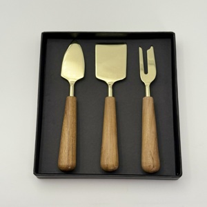 ชุดมีดชีสทำมือสุดหรูหรา สแตนเลสสตีล ด้ามไม้ สวยงาม ใช้สำหรับงานแต่งงานและโอกาสพิเศษ - Product Image 1