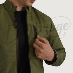 Chaqueta Acolchada Verde Oliva para Hombre, Cuello Alto, Corte Ajustado, Cálida, Ligera, Resistente al Viento, para Invierno - Product Image 6