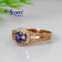 Bague halo en argent sterling 925 plaqué or avec accents de zircon cubique, élégante, pour femme, bijoux de fiançailles, de mariage, cadeau