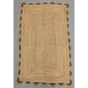 Tapis en jute tressé rectangulaire couleur unie beige style farmhouse écologique pour salon, tissage plat à poils fins - Product Image 3