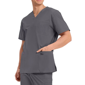 Hauts d'uniformes médicaux pour hommes à col en V, vierges, personnalisables avec logo imprimé, fabriqués en usine, meilleur design, vente en gros - Product Image 5