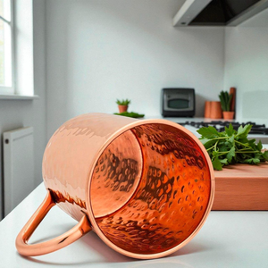 Tazas Moscow Mule de Cobre Ecológicas Hechas a Mano FAIZA CRAFT FC-8001, con Asa, Forma Cilíndrica, Diseño Clásico, a Prueba de Fugas, para Fiestas - Product Image 4