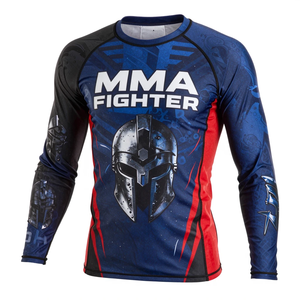 Camiseta de compresión de manga larga para luchador de MMA, diseño de sublimación, roja y negra, de secado rápido para hombre - Product Image 3