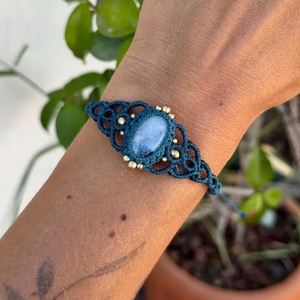 Handmade Macrame <b>Bracelet</b> Oval Moonstone <b>Adjustable</b> Boho Bohemian Jewelry Natural Gemstone <b>Bracelet</b> for Women - Product Image 1