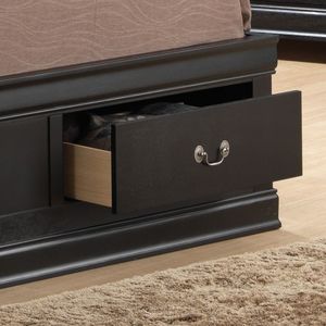 Letto matrimoniale tradizionale nero con contenitore e rivestimento elegante - Prodotto Letti Imbottiti - Product Image 2